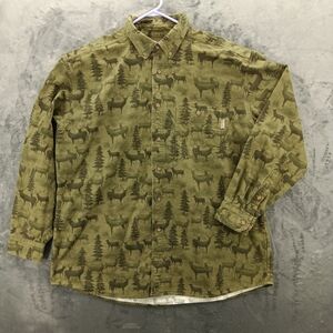 Woolrich Vintage Men's Xl Flannel Shirt Olive Whitetail Deer Hunting Camping